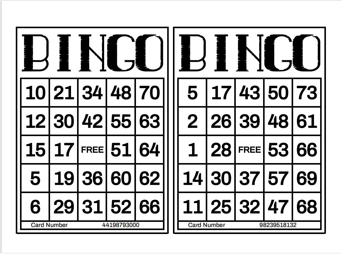 printable bingo cards free