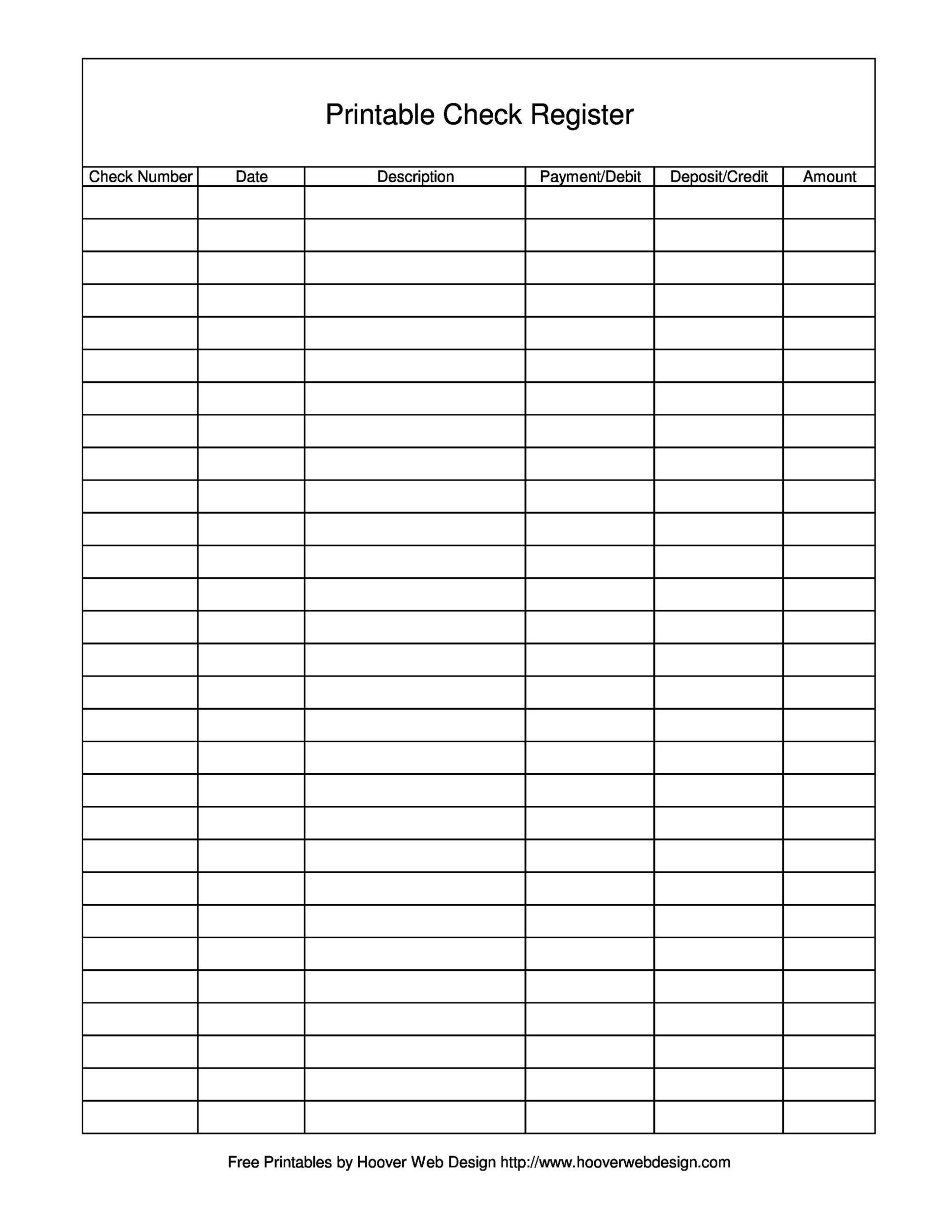 printable check registers free