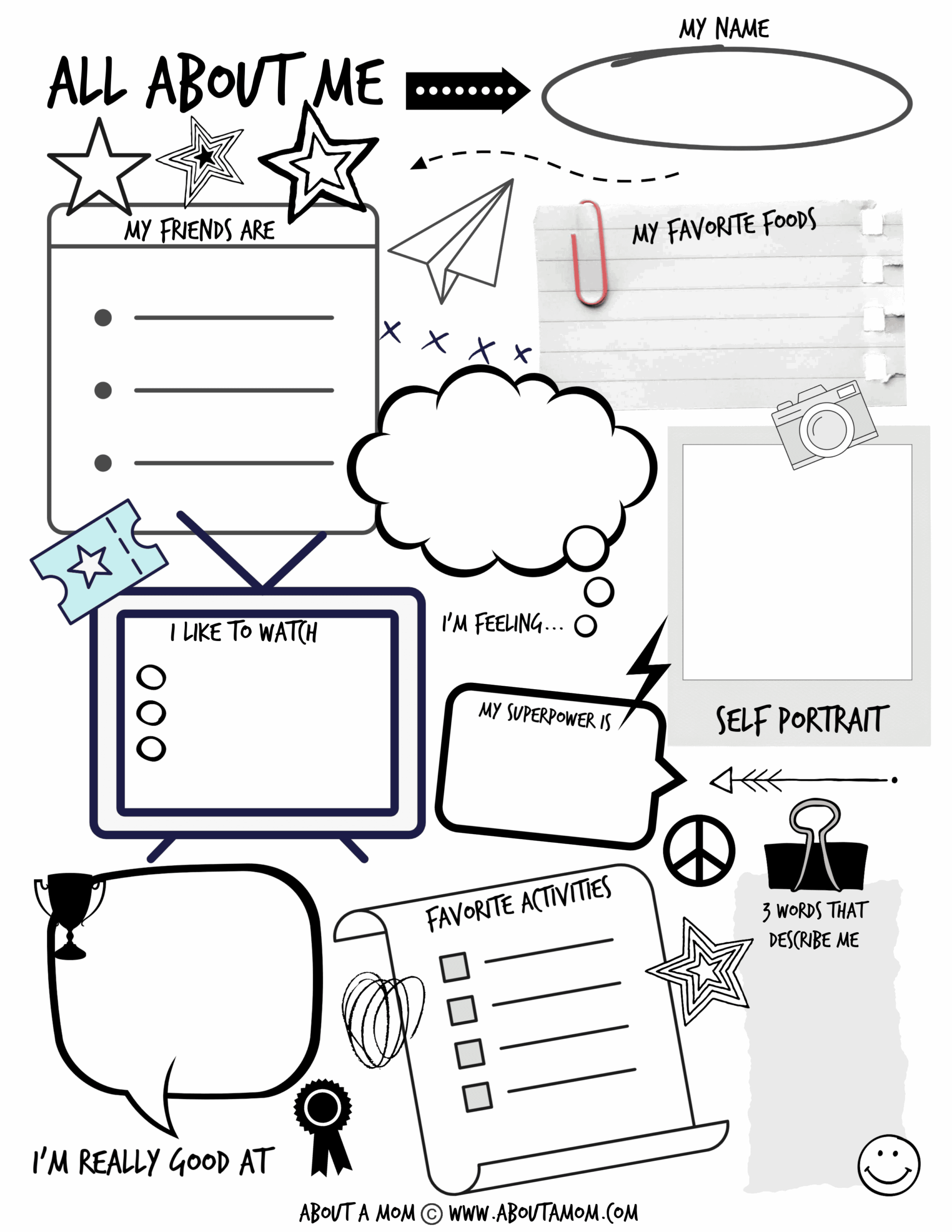printable all about me preschool activities