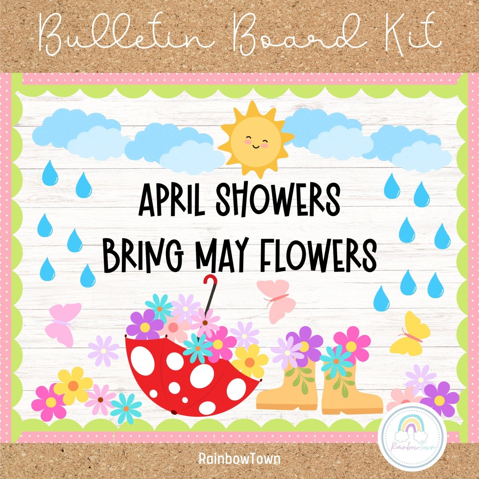 April Showers Bright May Flowers Bulletin Spring Bulletin Board Classroom Decorations Etsy