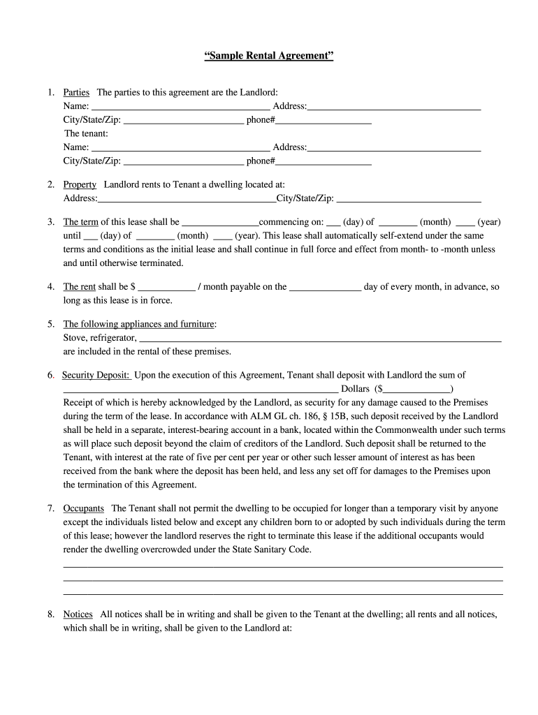 free printable lease contract
