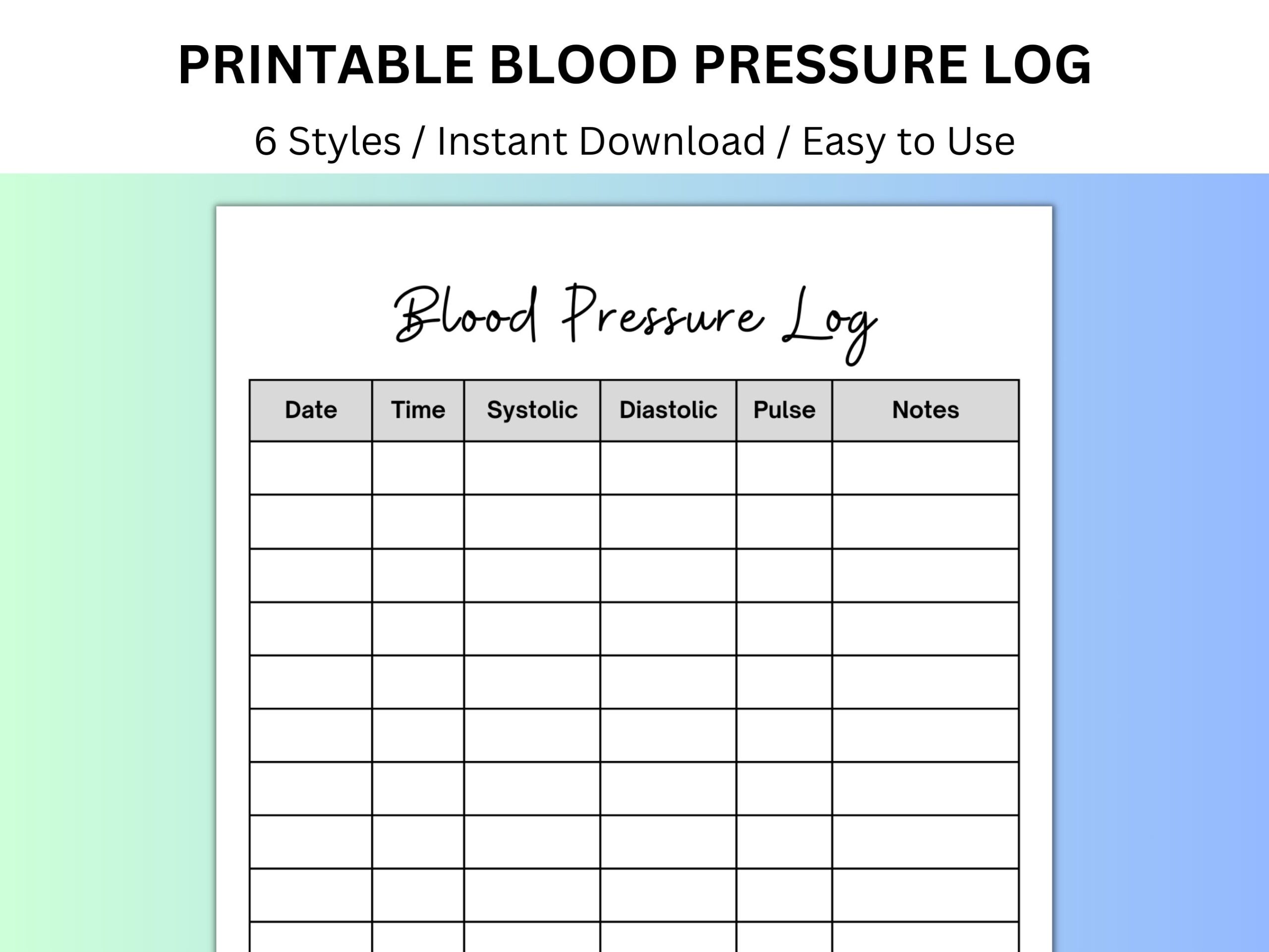 blood pressure log free printable