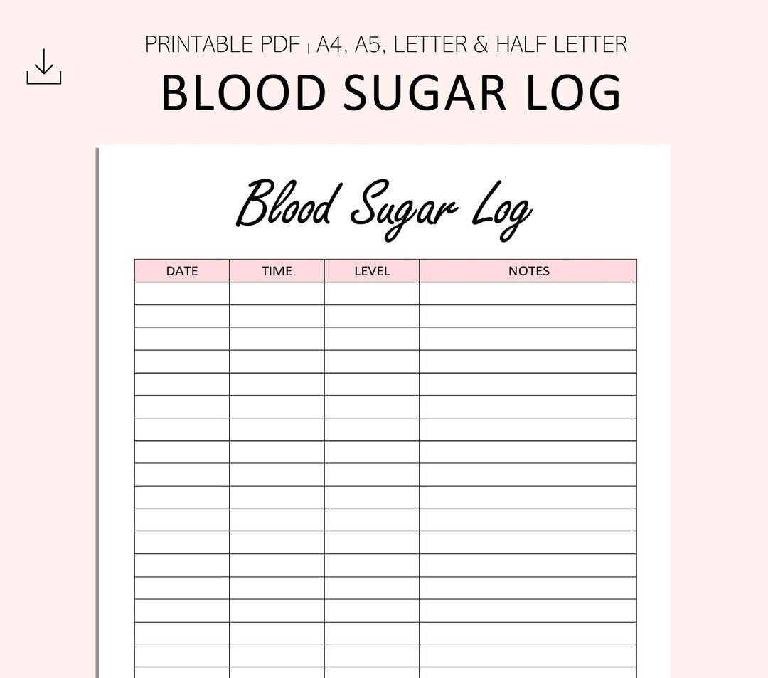 free printable blood glucose log sheet