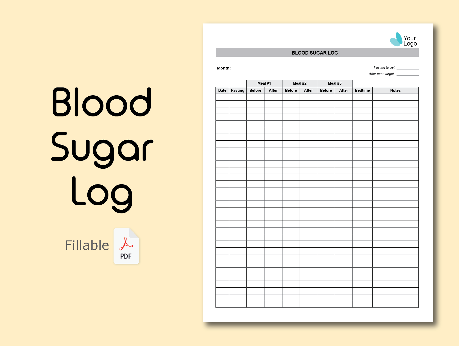 Blood Sugar Log Well Resourced Dietitian