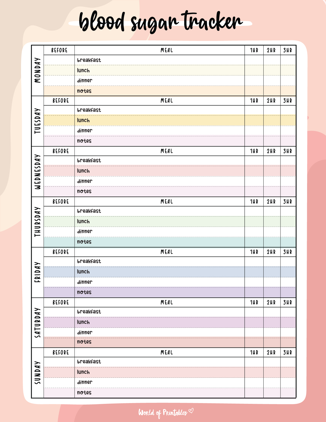 free printable blood sugar log sheet