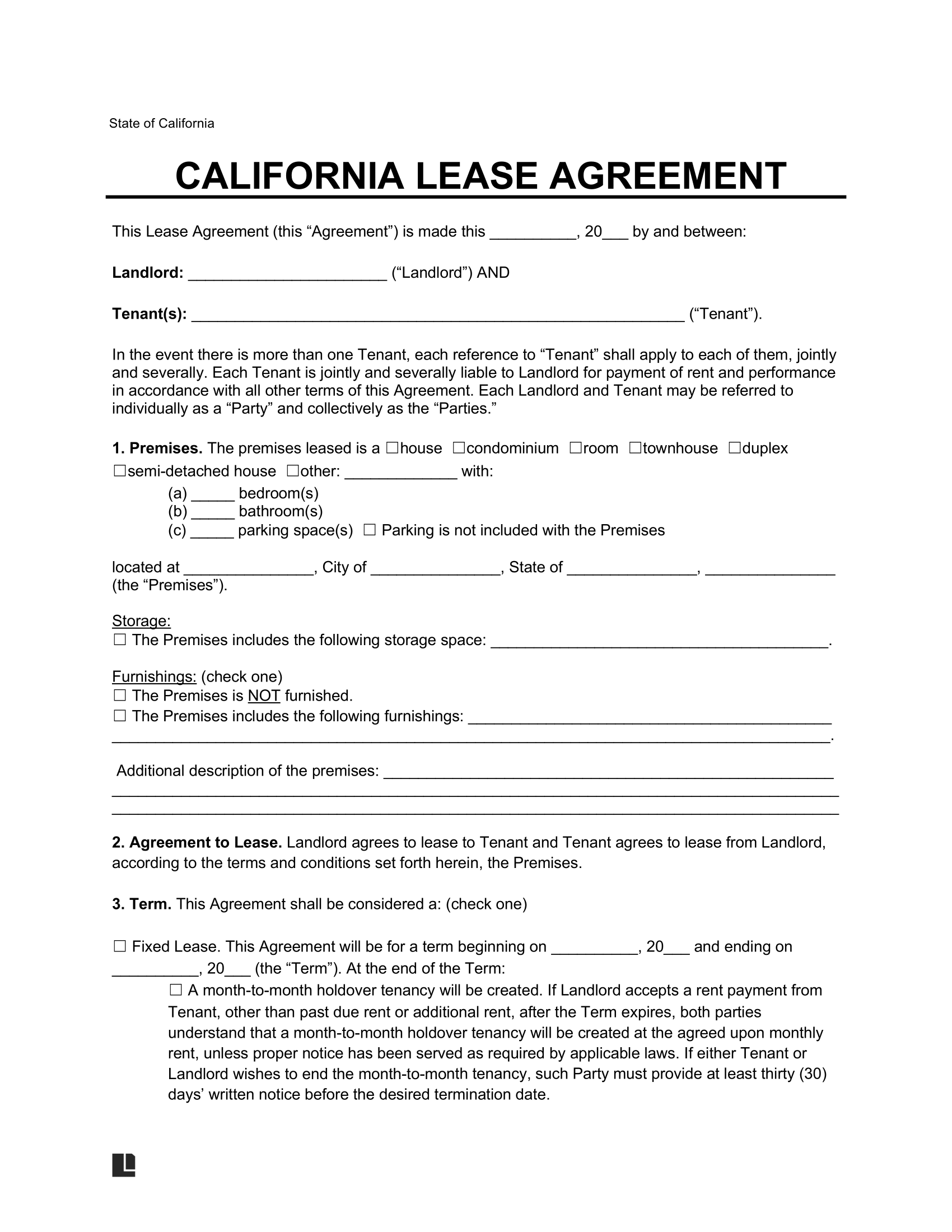 free printable rental agreement