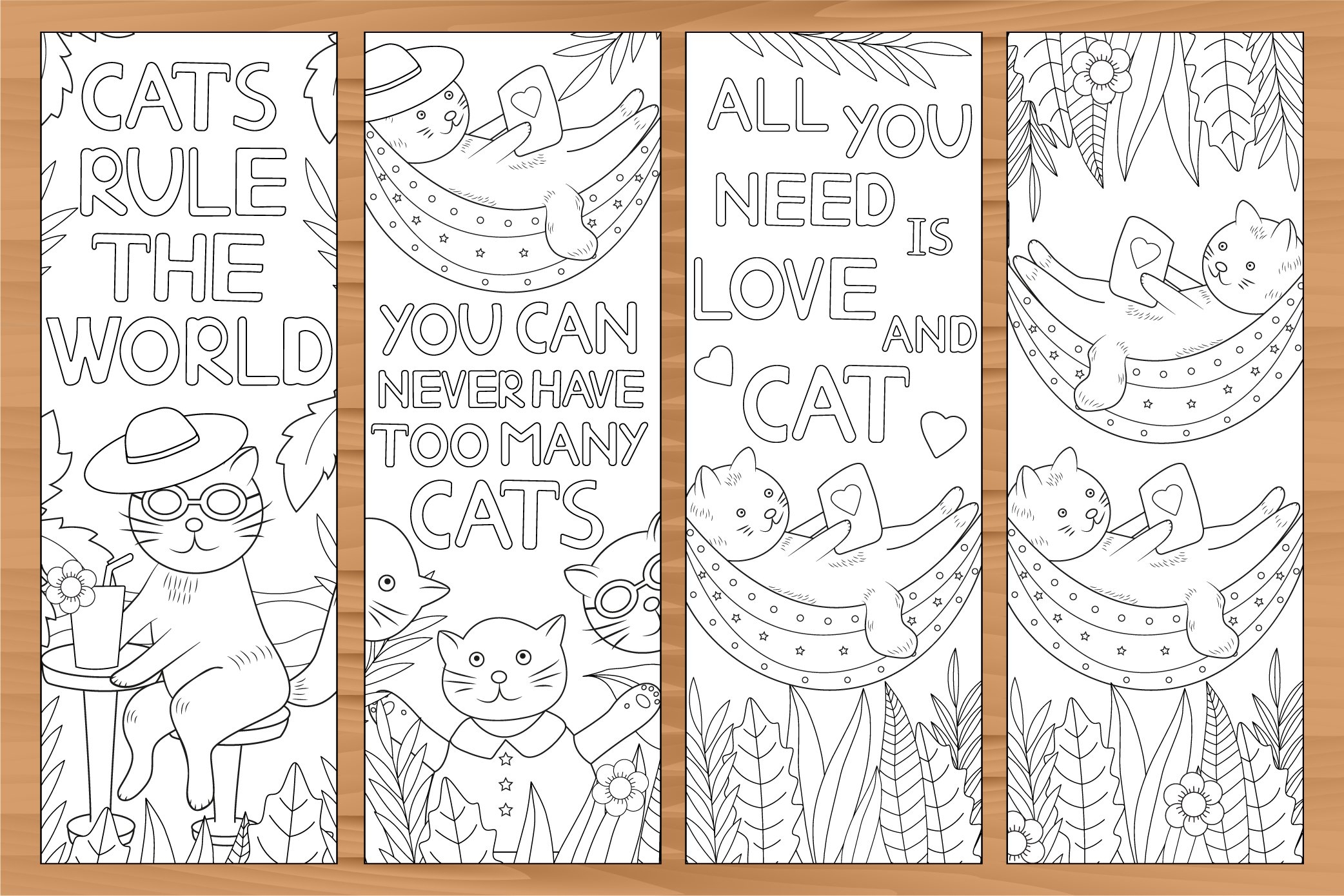 Cat Bookmark 8 Coloring Bookmarks