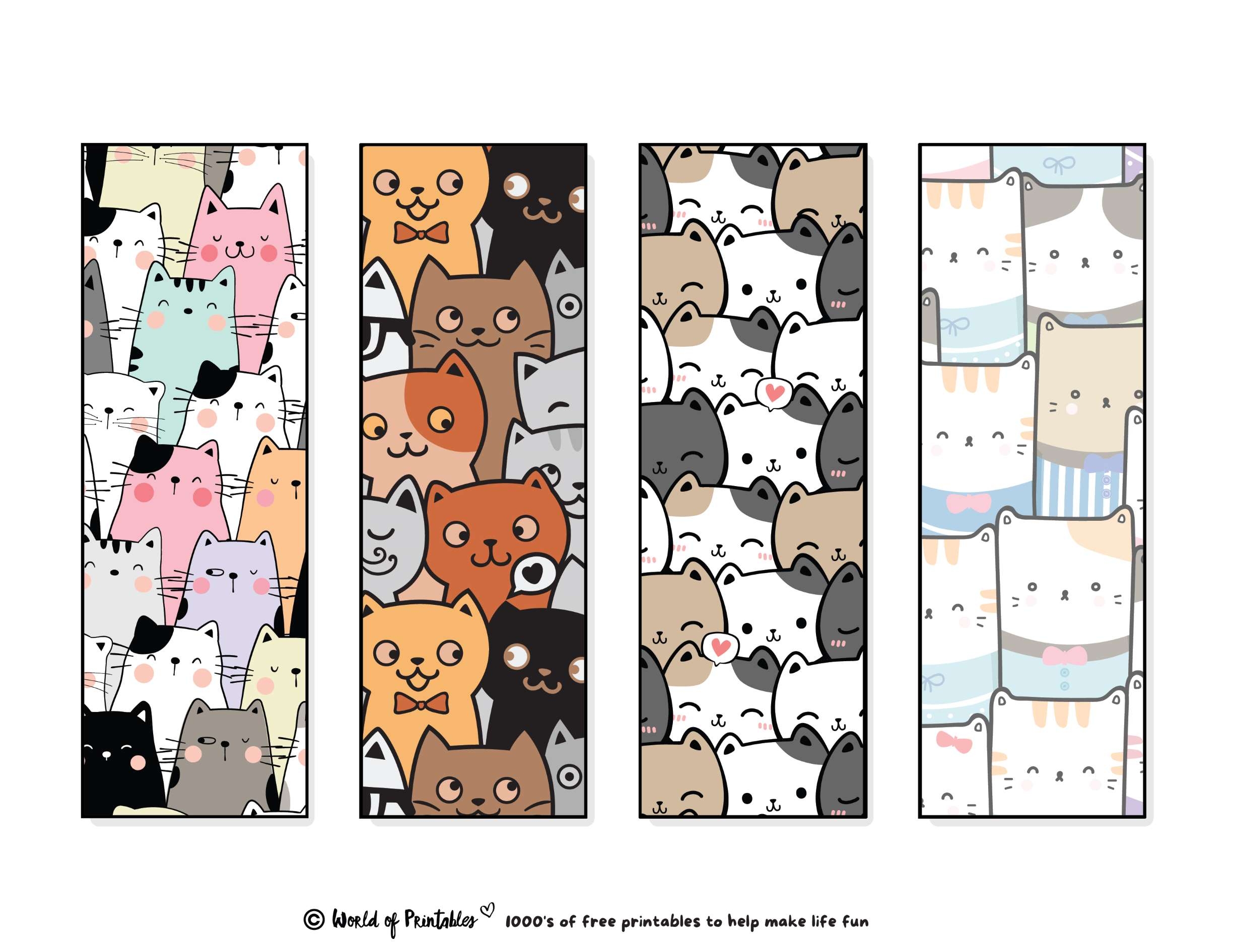 bookmark printable free cat
