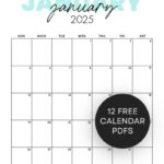 Cute 2025 Monthly Calendar Free Printable