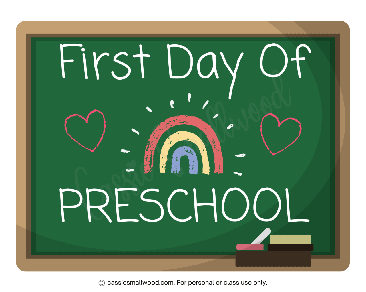 free printable first day of preschool sign