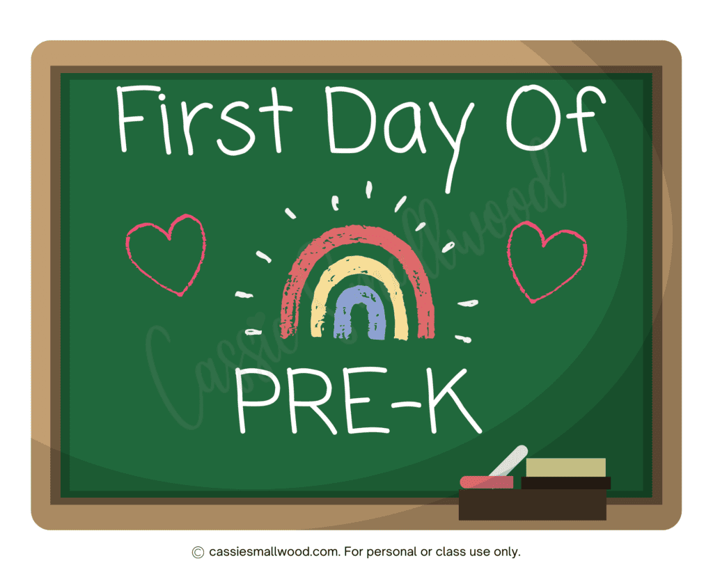 first day of preschool sign printable pdf