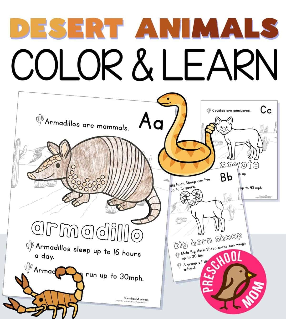 desert habitat animal free printable