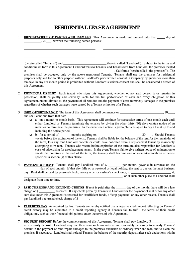 free printable basic easy rental agreement template