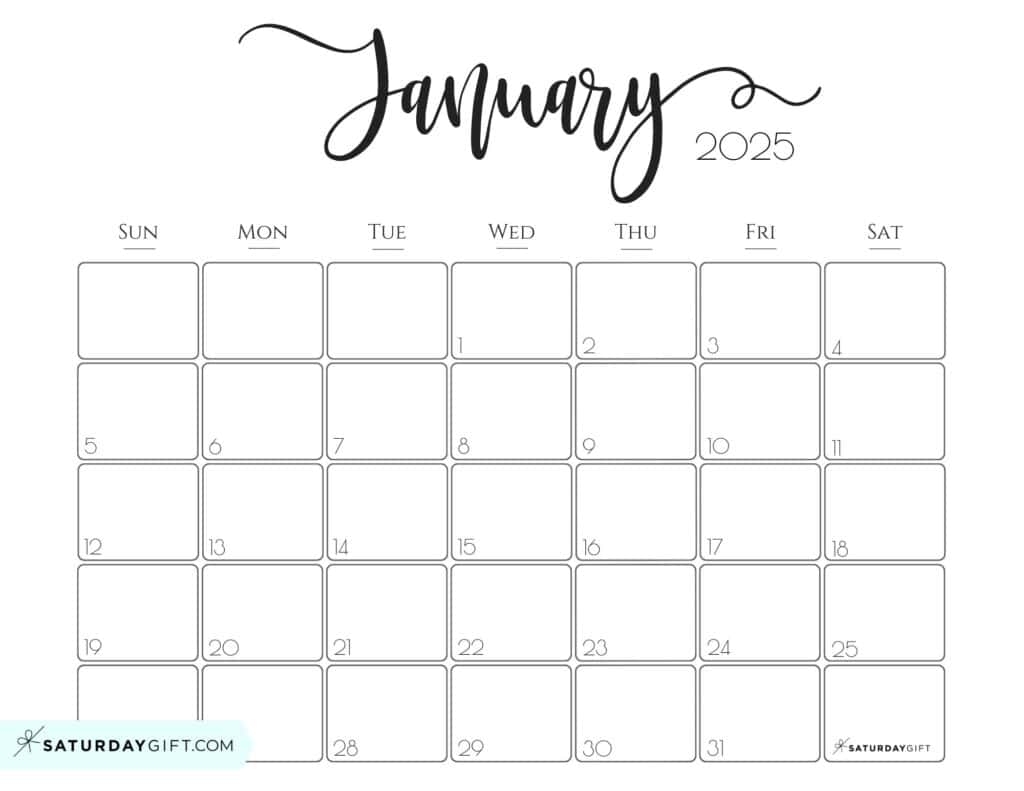 Elegant Printable Calendar 2025 By SaturdayGift Readers Favorite Elegant Printable Calendar 2025 By SaturdayGift Readers Favorite
