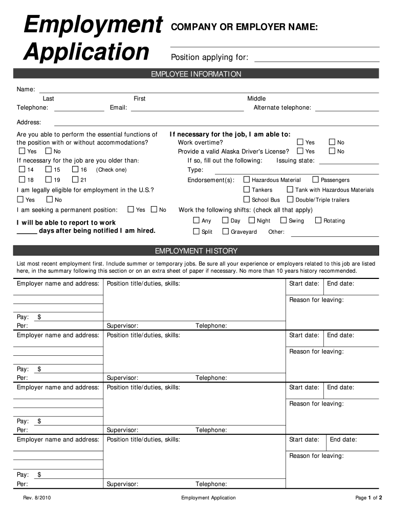 employment application form free printable employment application form free printable