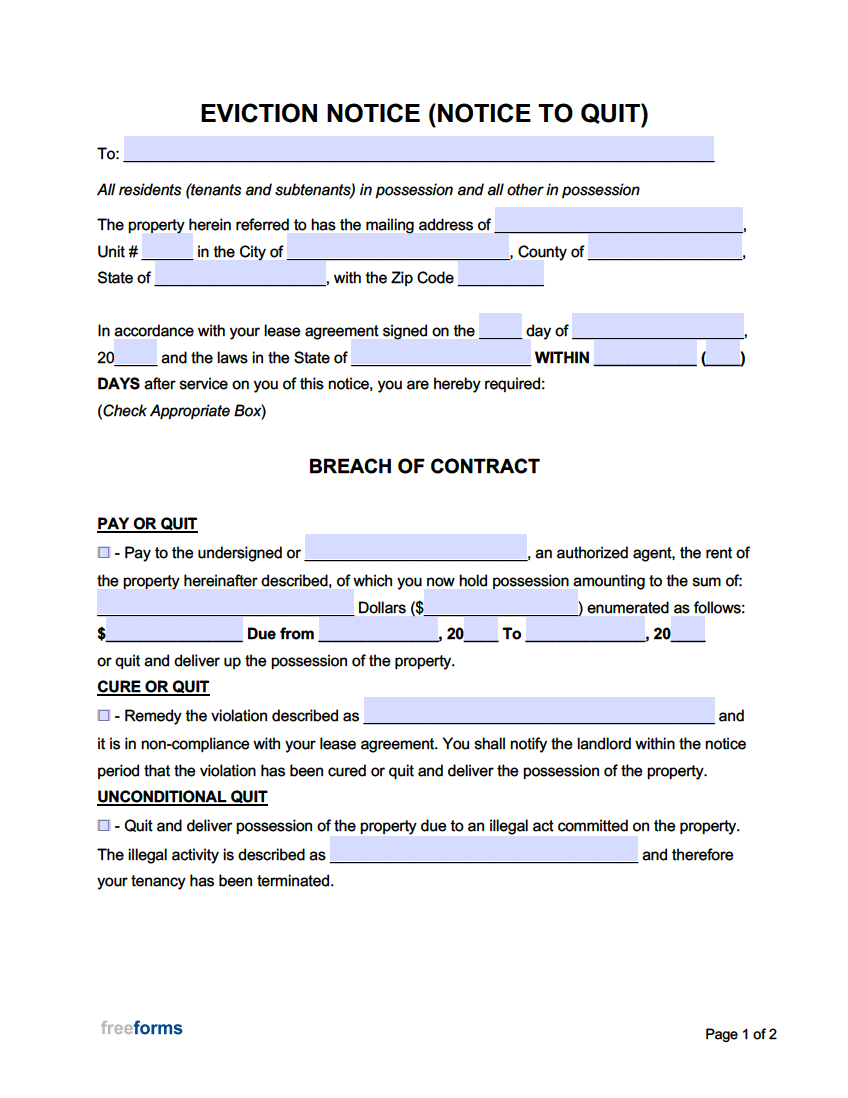 free printable eviction notice