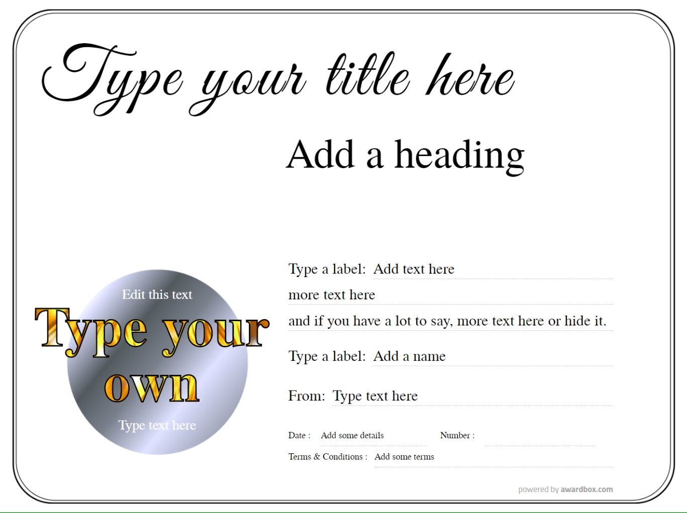 free printable gift certificate