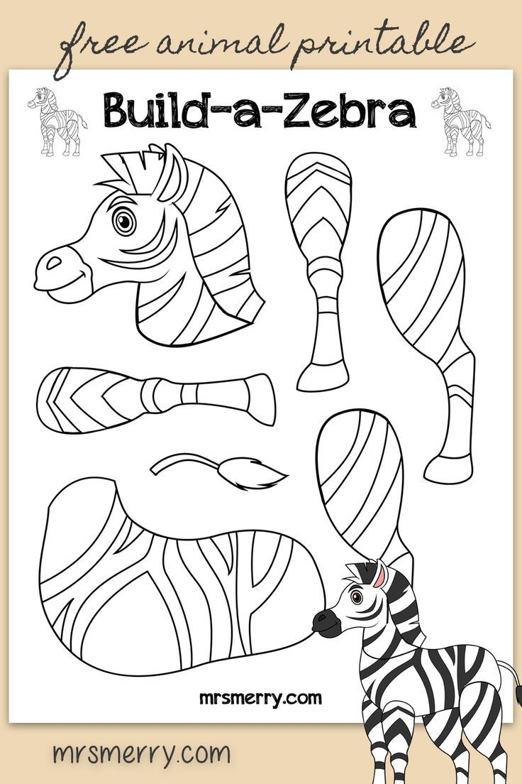 Free Kids Printable Build A Zebra Zoo Animal Crafts For Kids Mrs Merry