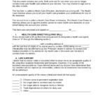 Free Living Will Form Health Care Directive PDF Word EForms