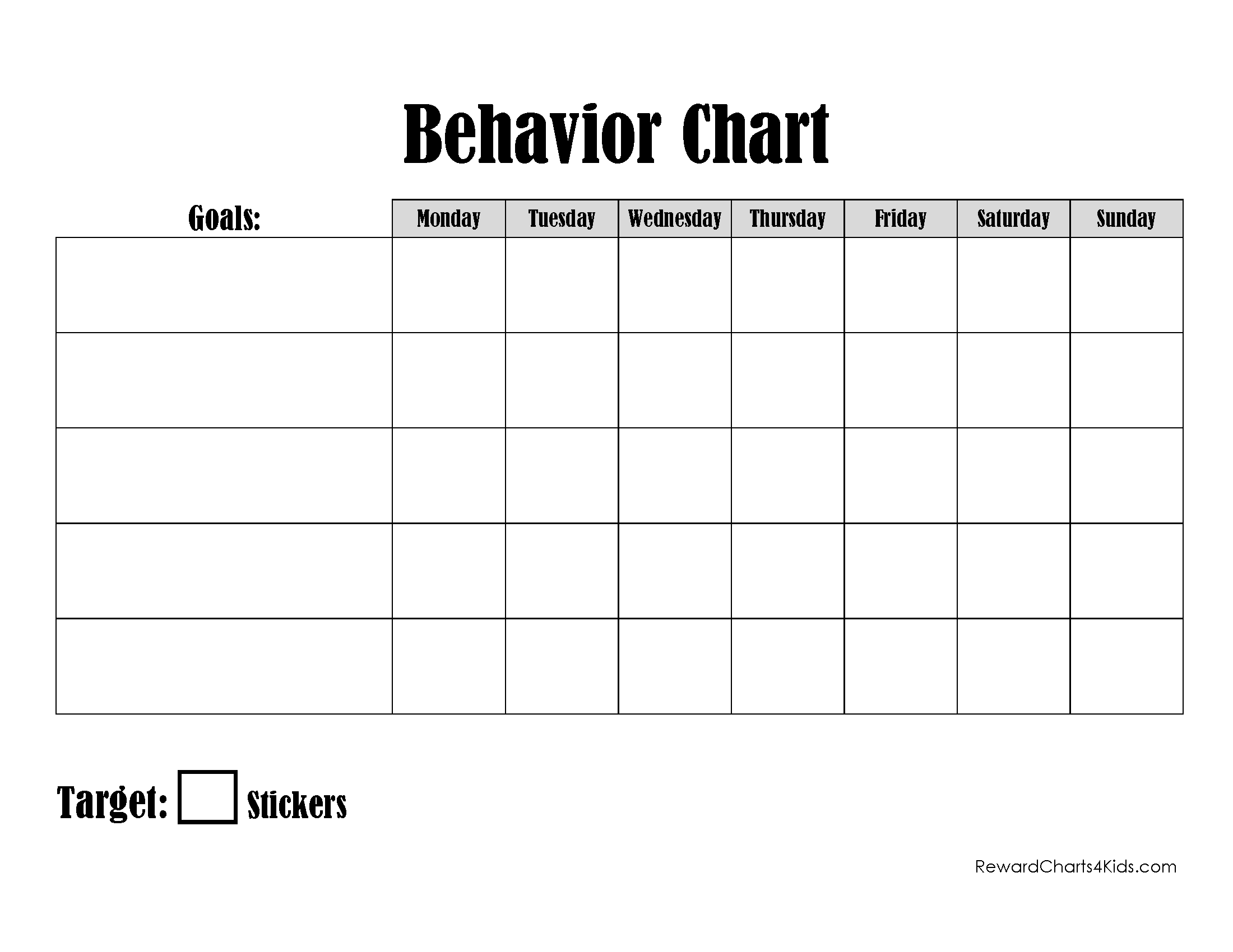 free printable behavior charts