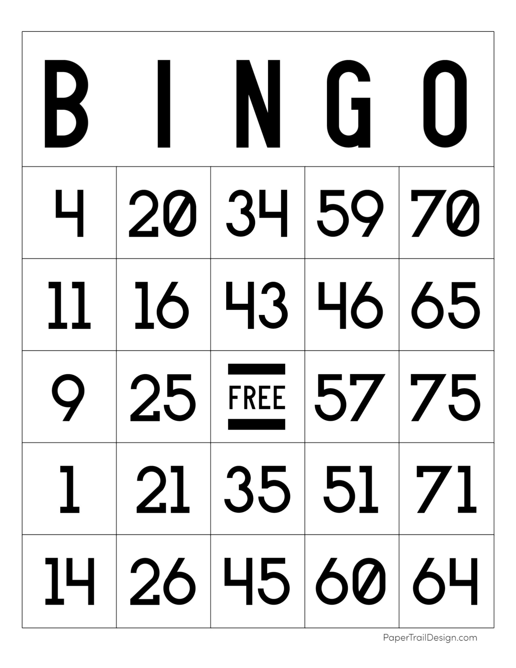 Free Printable Bingo Cards Paper Trail Design
