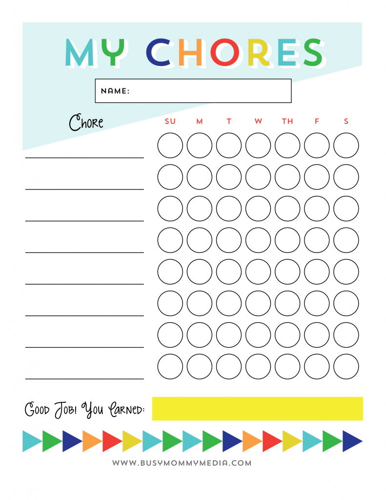 free printable chore chart
