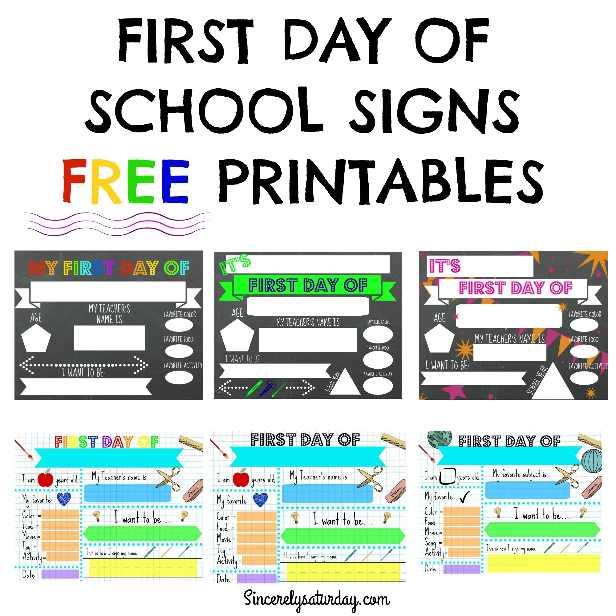 first day of preschool sign free printable