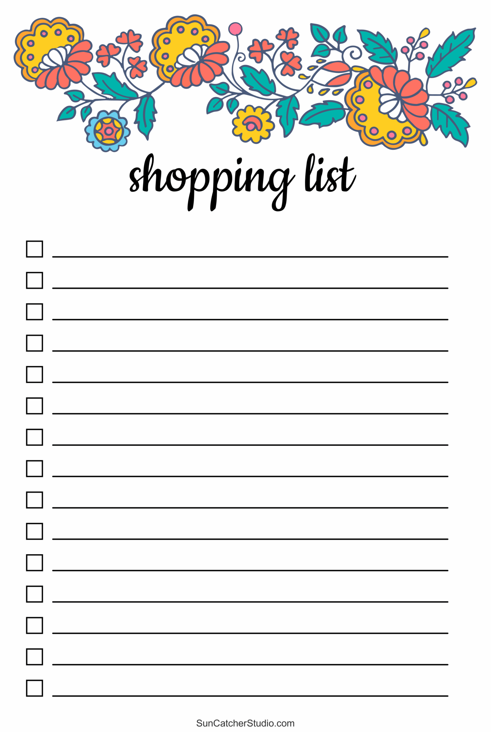free printable shopping list