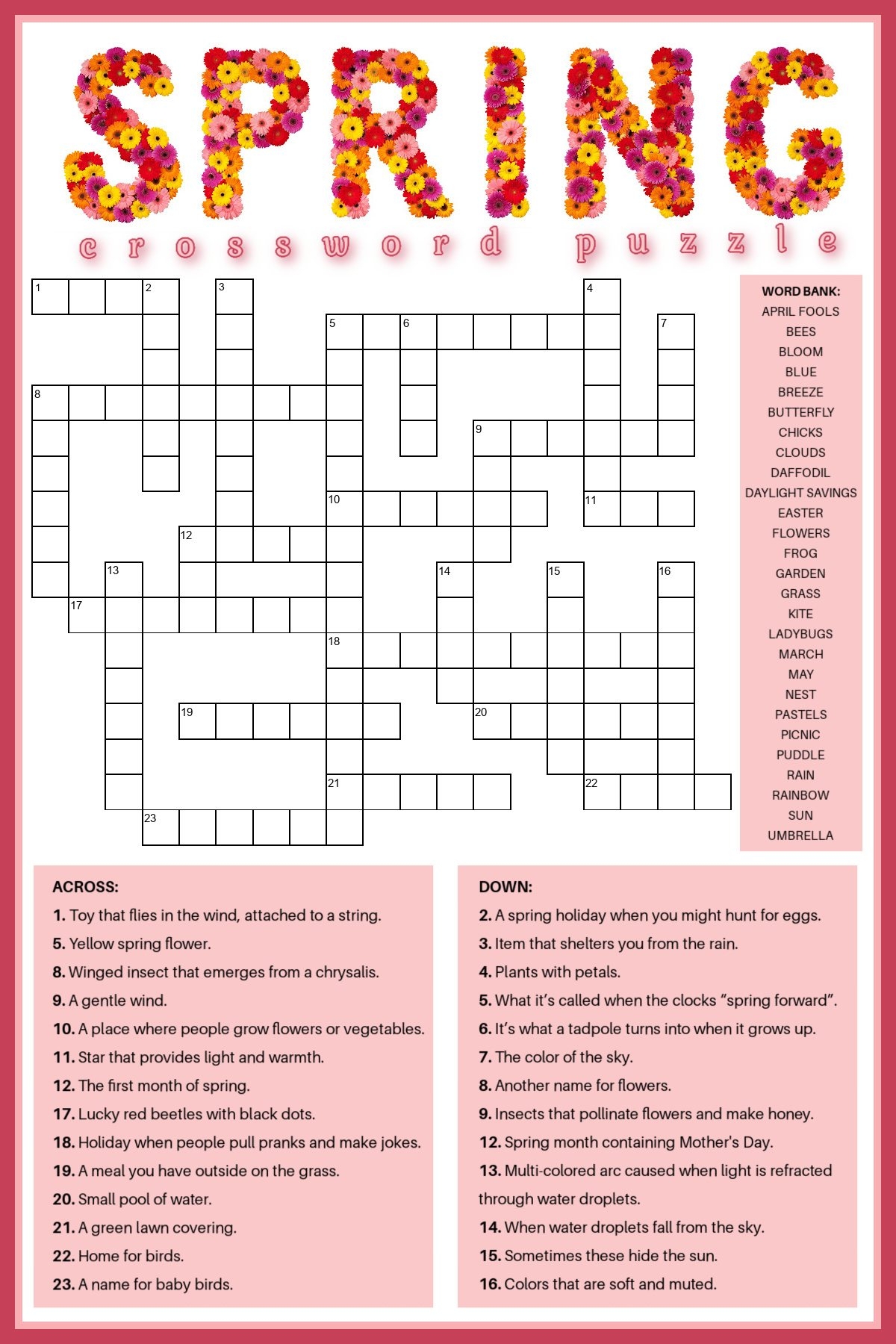 free printable crossword puzzles for adults