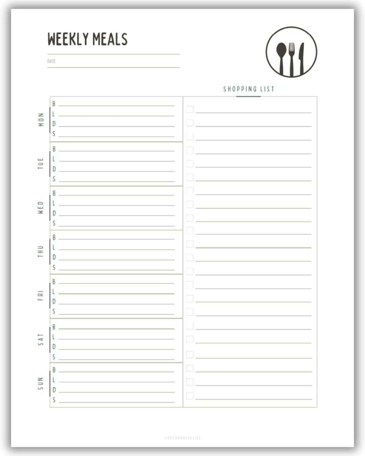 free printable meal planner pdf