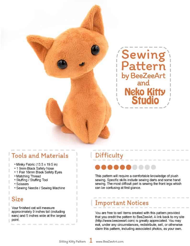 template free printable animal sewing pattern
