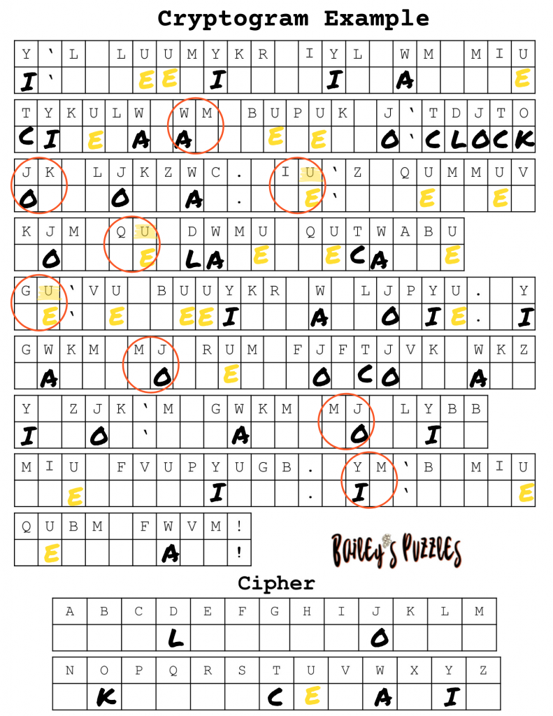 free cryptograms printable beginner