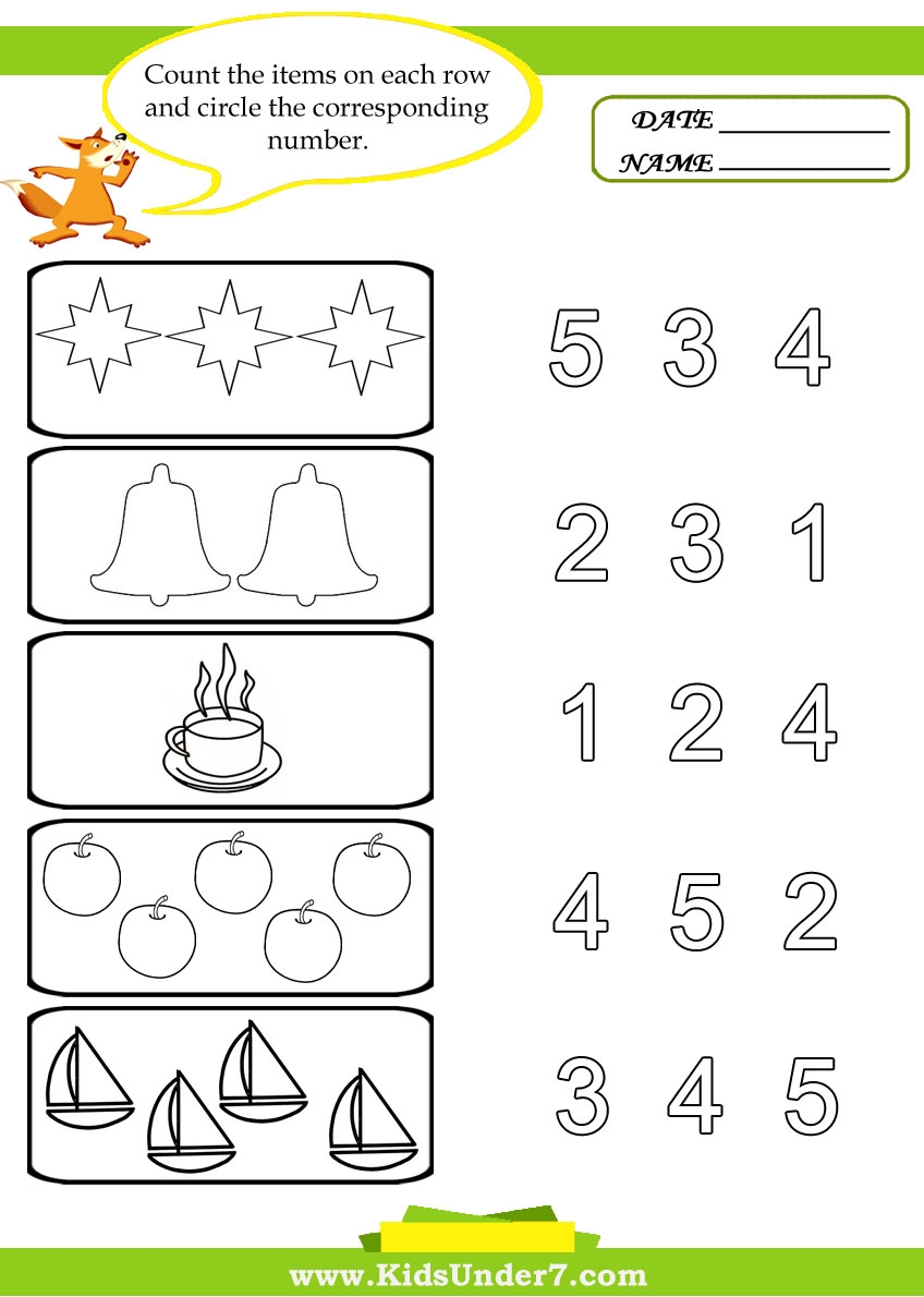 Kids Under 7 Preschool Counting Printables
