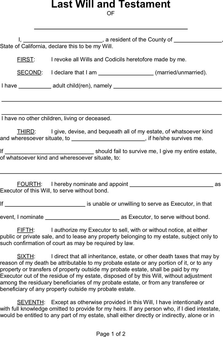 Last Will And Testament Template Free Template Download Customize And Print
