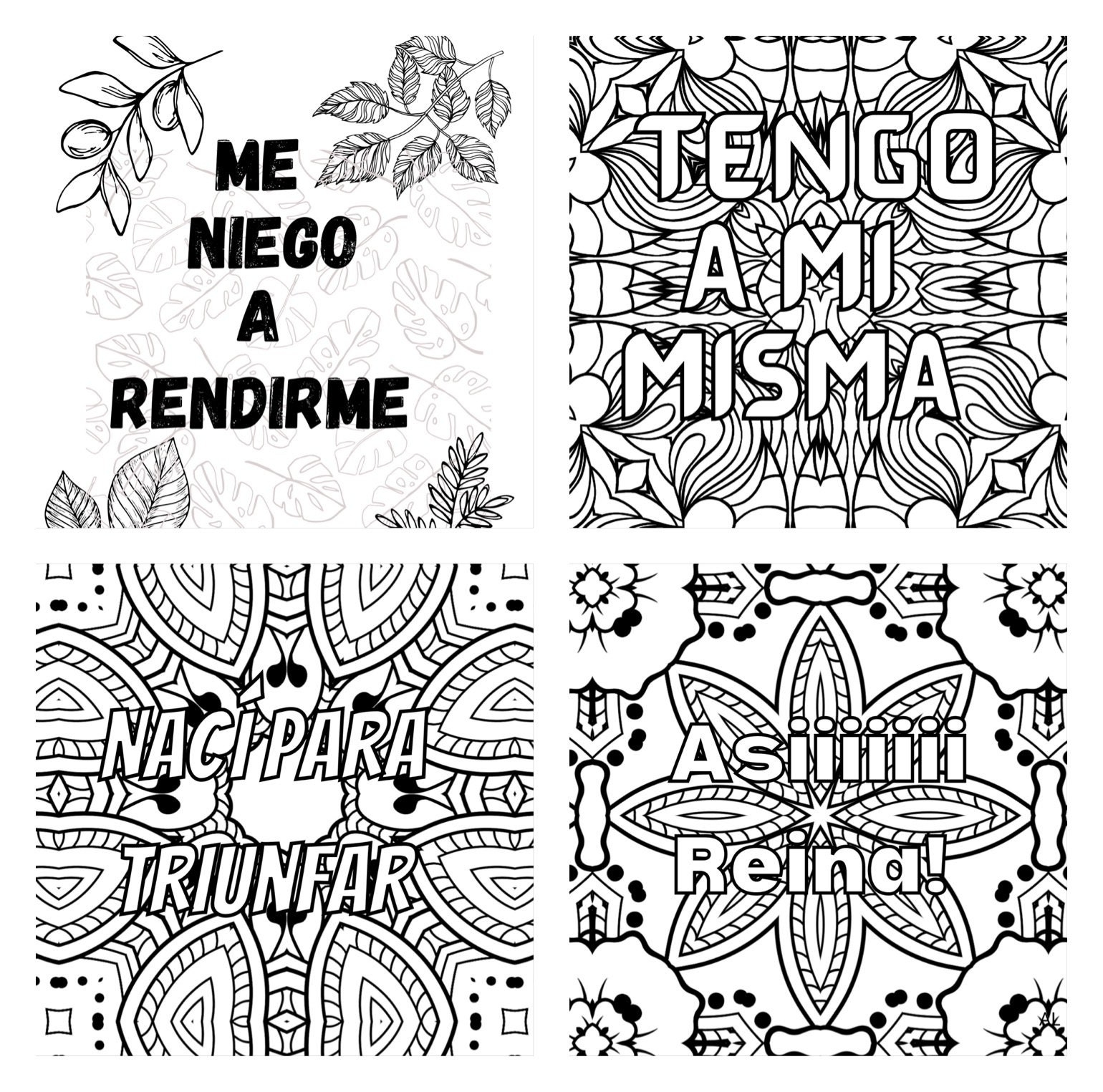 Mandala Mixed Spanish Positive Inspirational Quotes Empowerment And Relaxing Coloring Pages For Adults And Kids Para Adultos Y Ninos Etsy