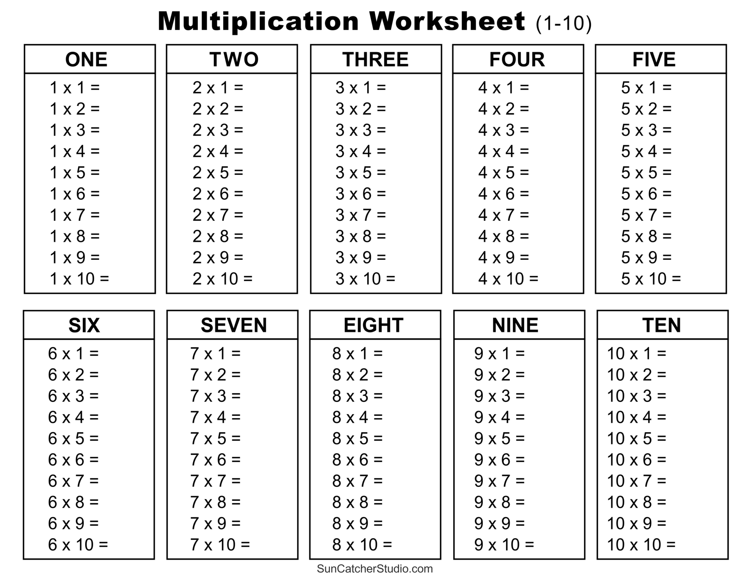 free multiplication chart printable