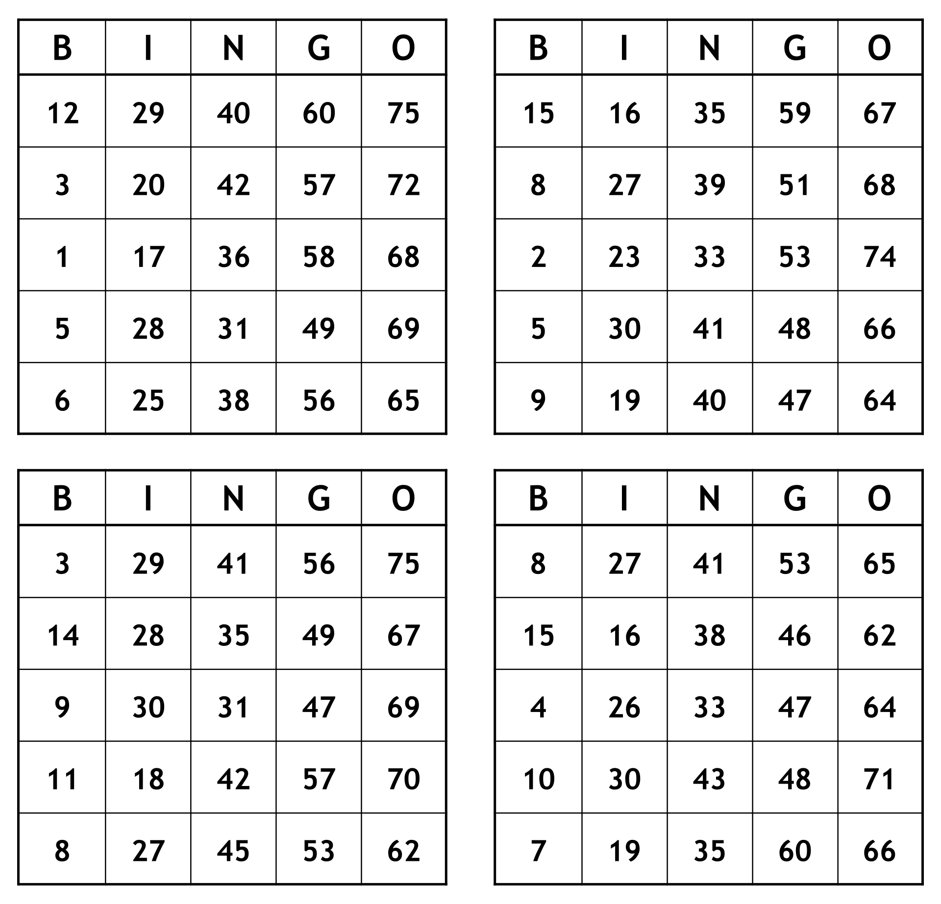 Numbers 1 75 Bingo Cards To Download Print And Customize Worksheets Library