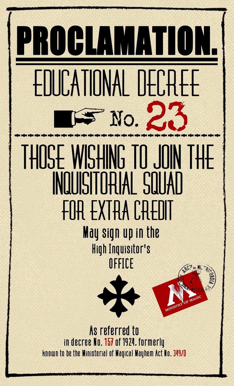 educational proclamations harry potter printable free