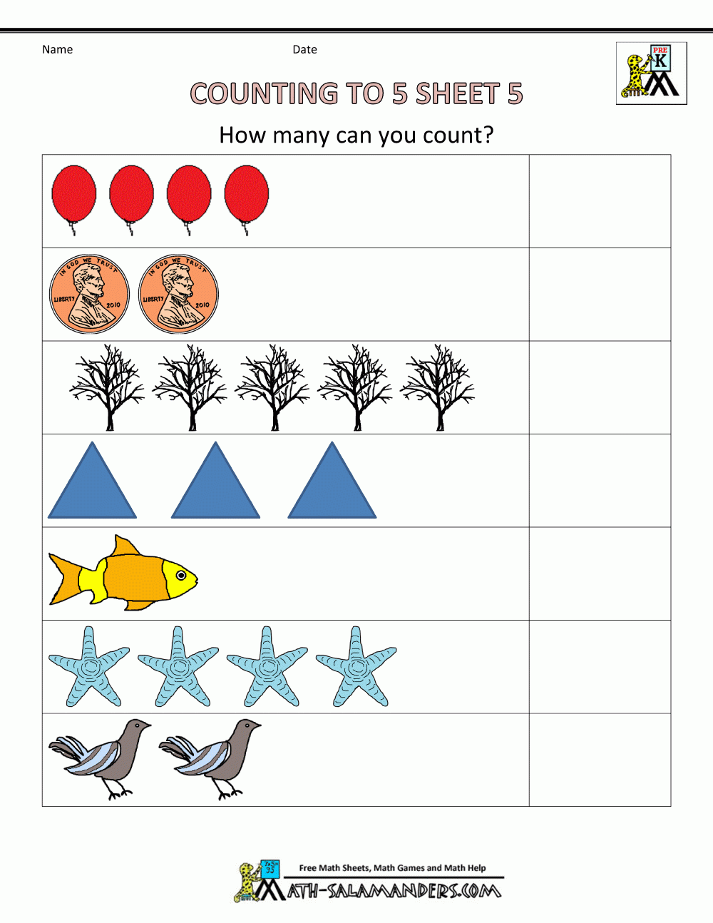 counting printables for preschool