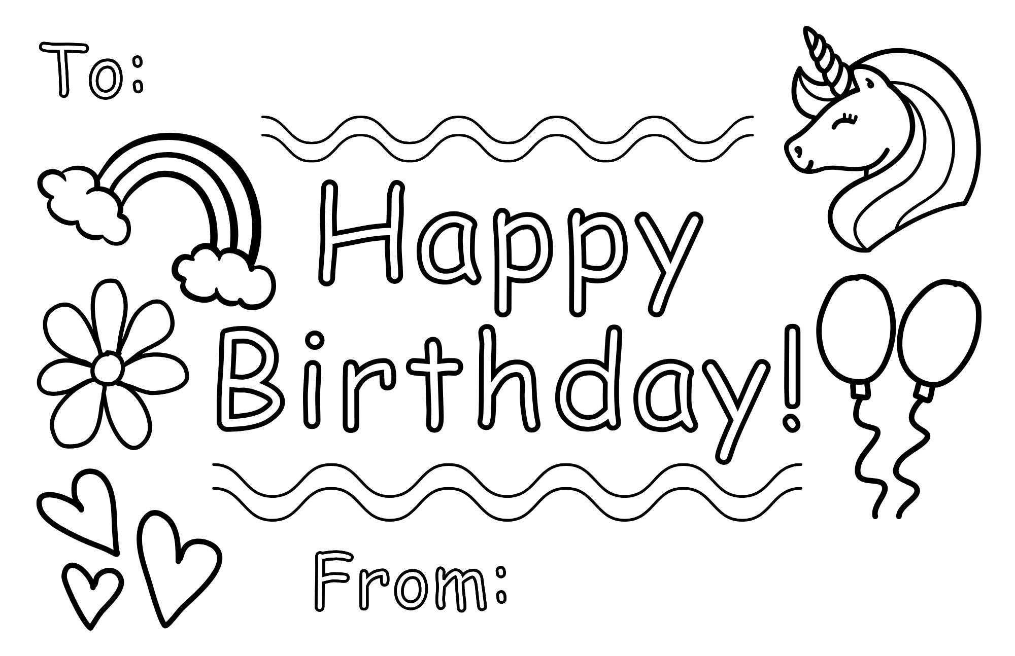 free printable birthday cards to color