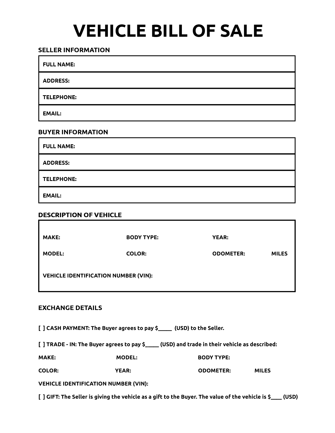 free printable bill of sale