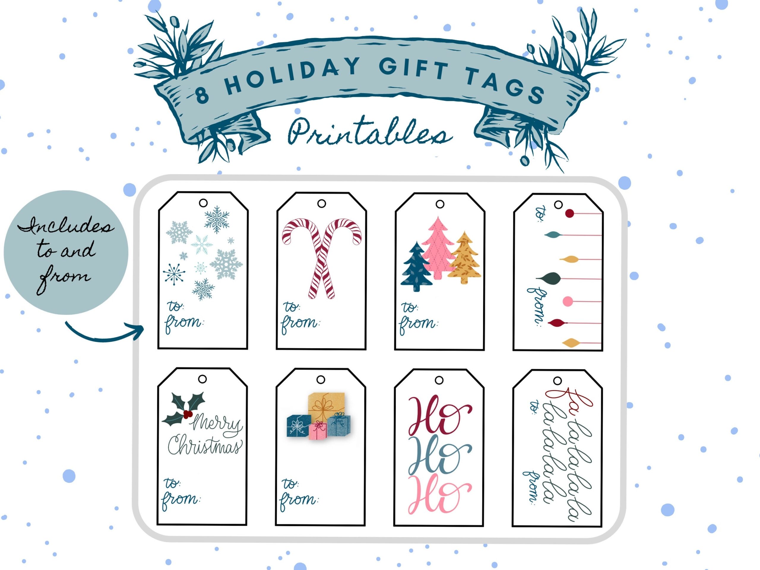 Printable Christmas Gift Tags Holiday Tags Set Of 16 Instant Download Print From Home Boho Holiday Doodles Christmas Hang Tags Etsy