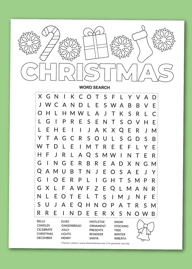 free printable christmas word search