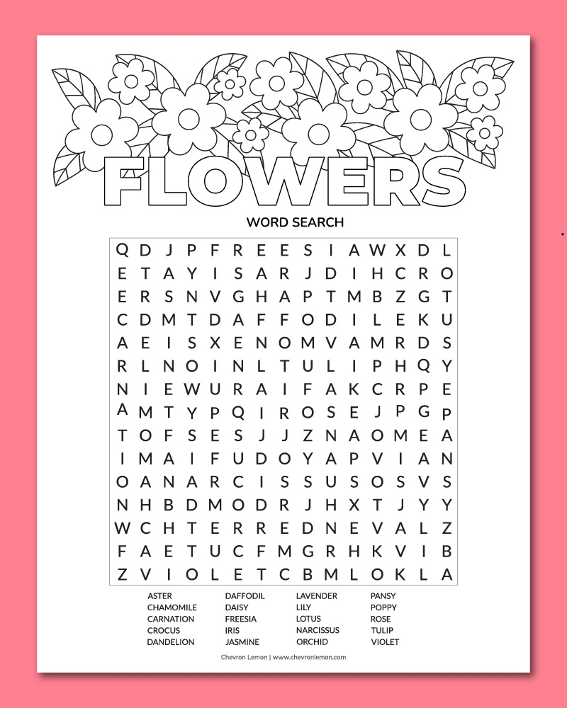 free printable word search puzzles