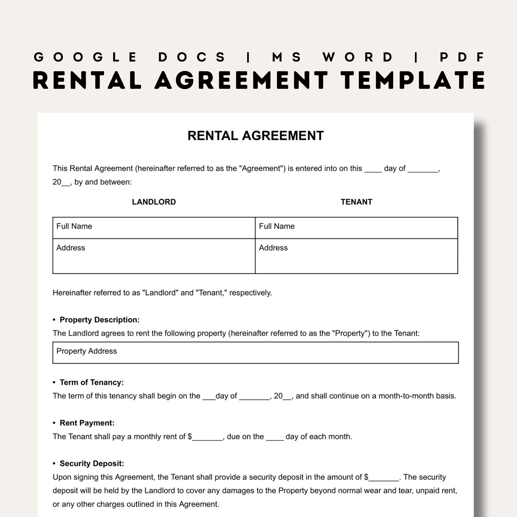 free rental agreements printable