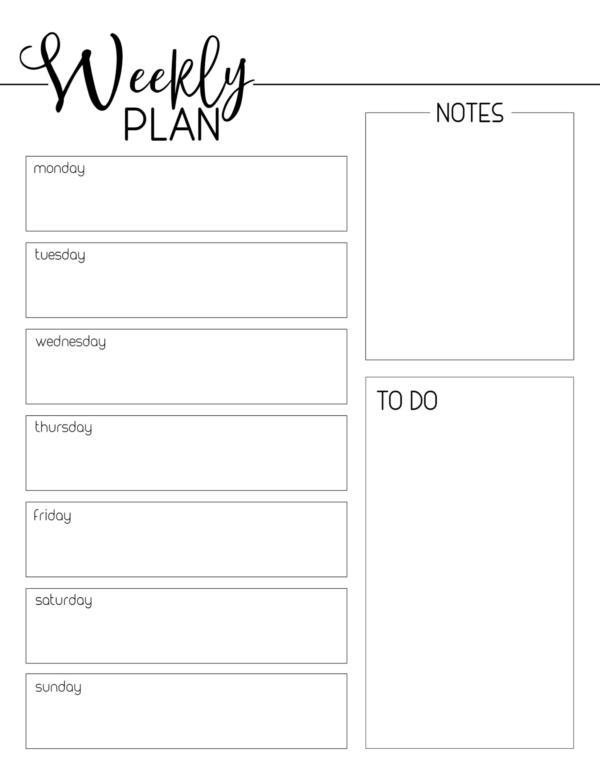 free printable weekly planner