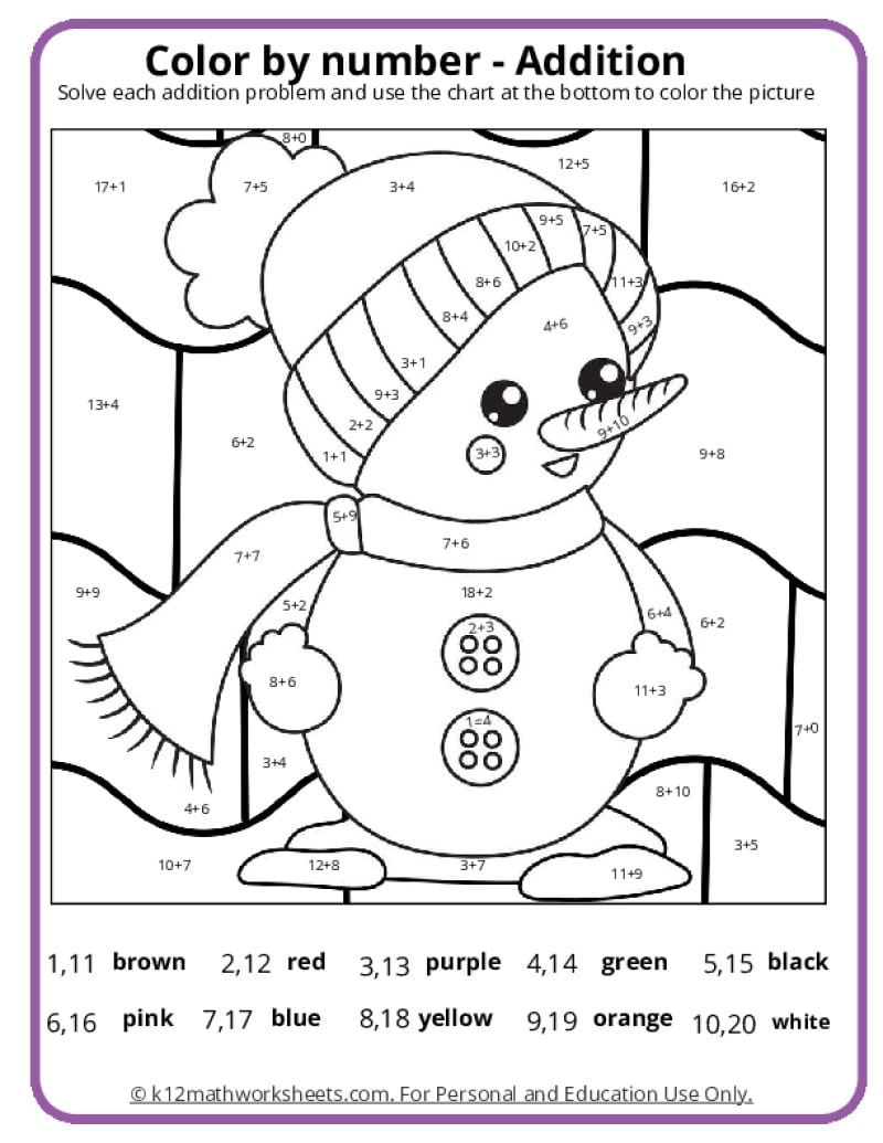 free color by number printables