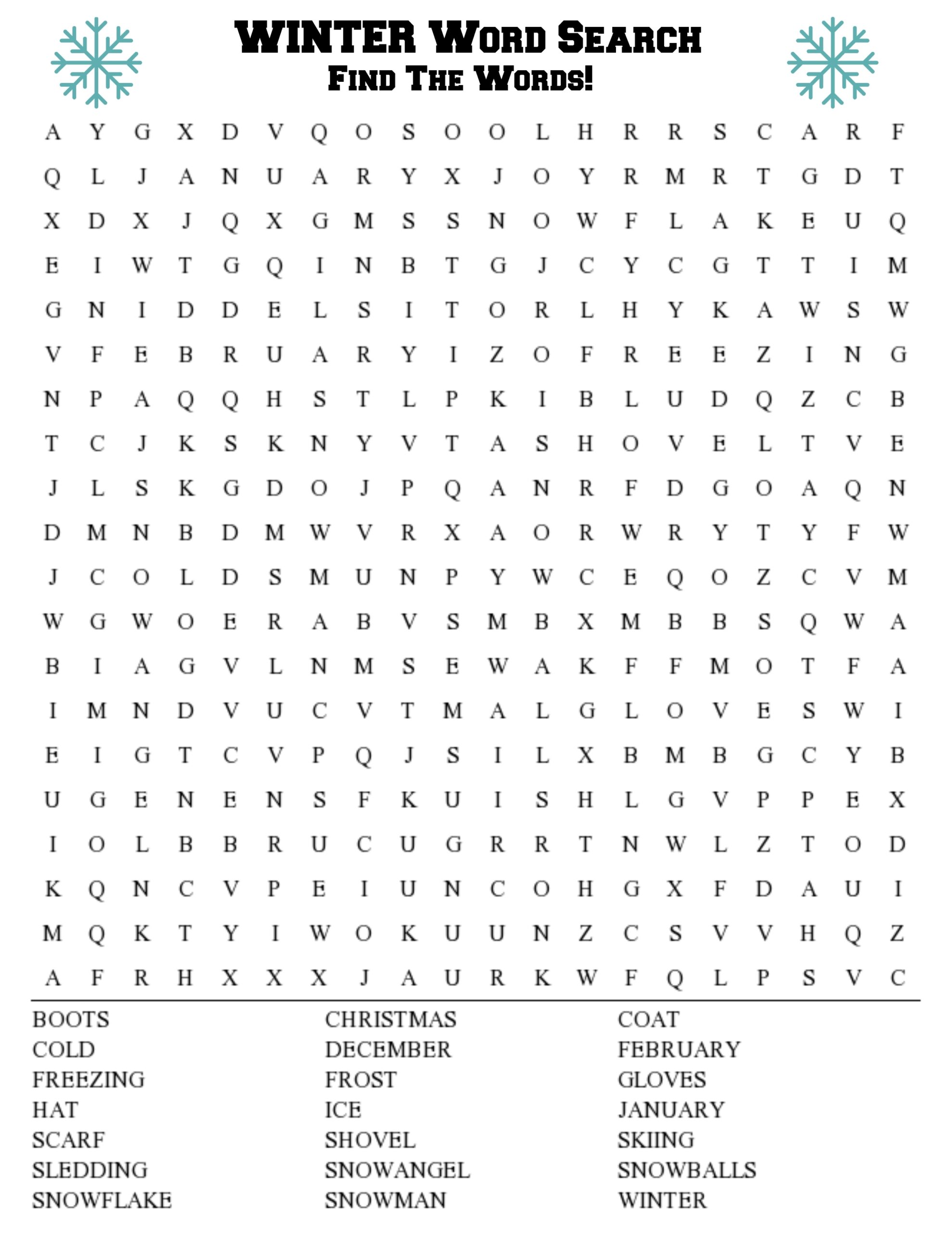 free word search printables