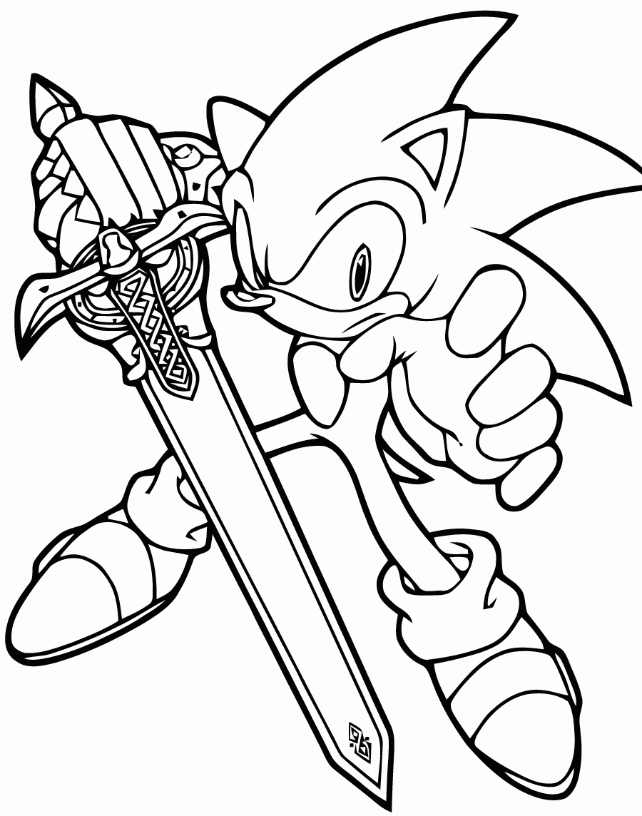 With A Sword Sonic Coloring Pages With A Sword Sonic Coloring Pages