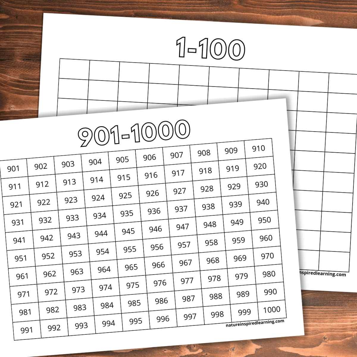 number chart 1 1000 printable